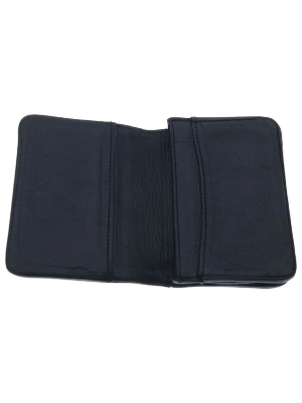 Chrome Hearts Card Case Scroll Label 3 Pocket Leather Black